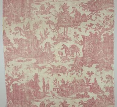 Dusty Rose Cotton Toile Pastoral Print