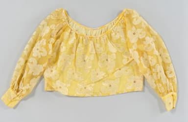 Yellow Chiffon Peasant Blouse with Floral Brocade