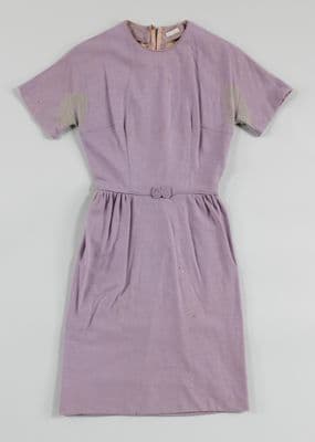 Purple Wool Knit Short Sleeve Shift Dress