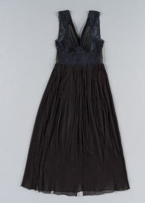 Black Lace Bodice Nightgown with Pleated Skirt