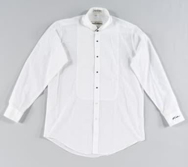 White Cotton Tuxedo Shirt with Wing Collar