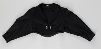 Black Synthetic Twill Cropped Bolero Jacket