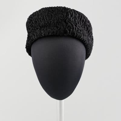 Black Faux Fur Pillbox Hat