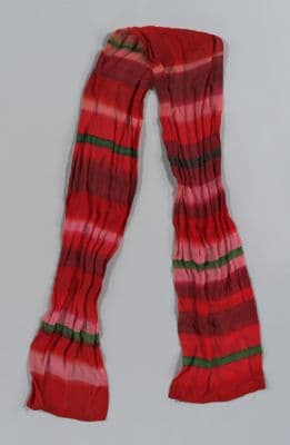 Red Pink Green Striped Silk Chiffon Scarf