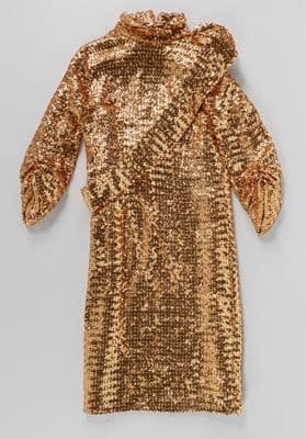 Gold Sequined Form-Fitting Cocktail Dress