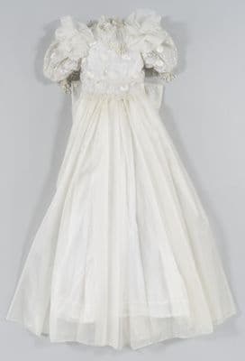 Ivory Organza A-Line Wedding Dress with Beaded Lace