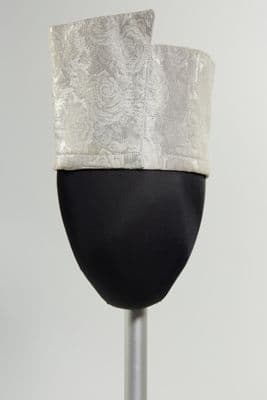 Silver Metallic Floral Brocade Crownless Hat