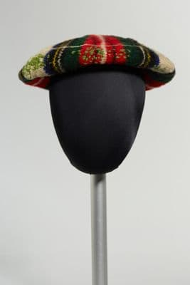 Black Red Green Tartan Wool Tam O'Shanter