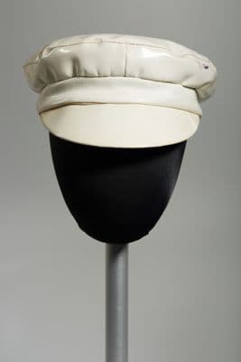 White Vinyl Newsboy Cap with Glossy Finish