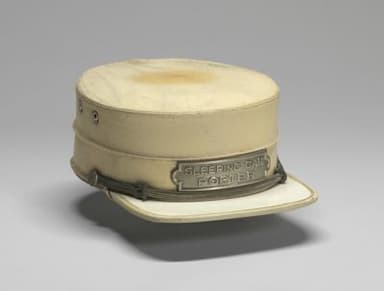 Cream Leather Railroad Porter Uniform Cap