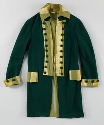 Forest Green Wool Military Frock Coat with Cream Trim