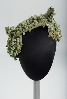 Black Velvet Skullcap with Pussy Willow Decoration