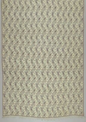 Cream Wool Paisley Shawl with Burgundy Sage Motifs