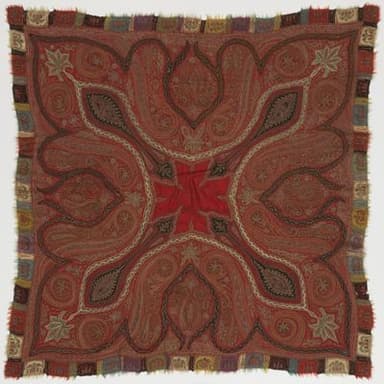 Deep Red Wool Paisley Kashmir Shawl