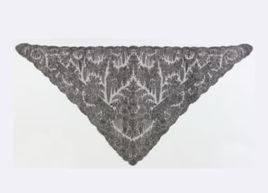 Black Silk Bobbin Lace Triangular Shawl