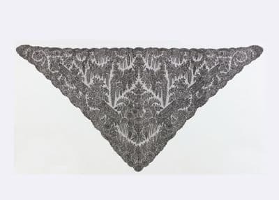 Black Silk Bobbin Lace Triangular Shawl