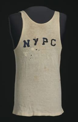 Cream Cotton Racing Tank with Navy NYPC Letters