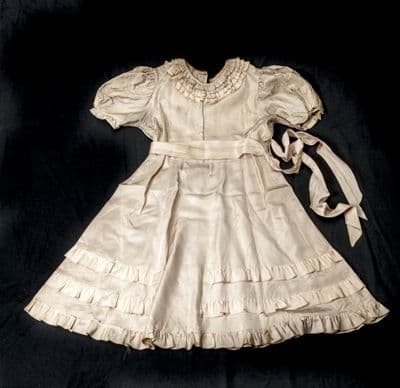 Child's Cream Satin Ruffled Party Dress