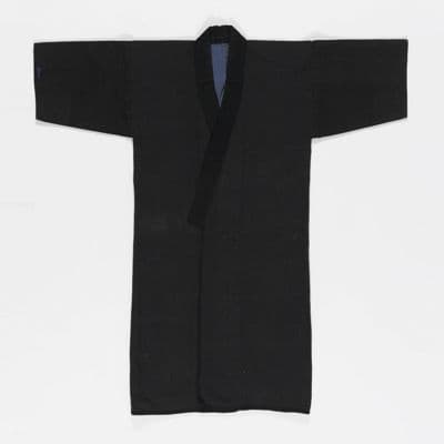 Black Quilted Cotton Japanese Noragi Coat