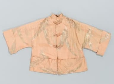 Pink Silver Brocade Jacket with Frog Closures