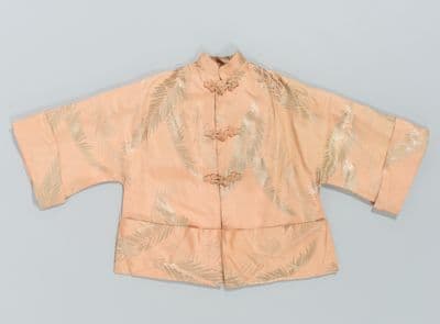Pink Silver Brocade Jacket with Frog Closures