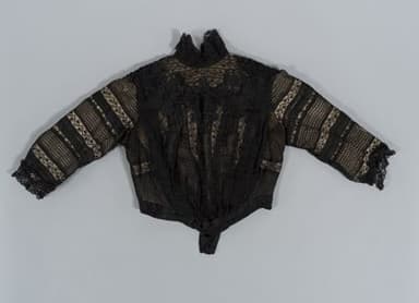 Black Silk Taffeta Pigeon Breast Bodice with Cording