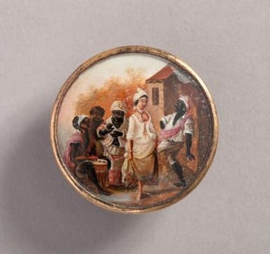 Painted Tin Button with Ivory Backing
