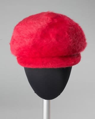 Red Angora Blend Newsboy Cap