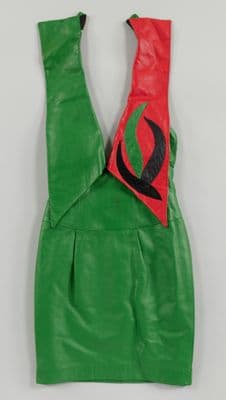 Green Leather Halter Mini Dress with Plunging Neckline