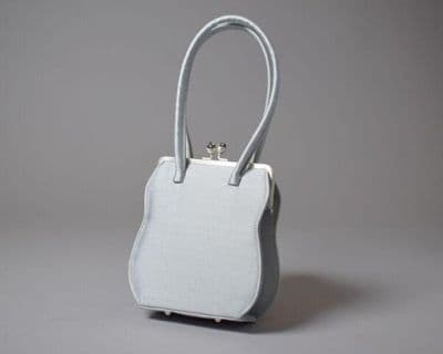 Pale Blue Dupion Silk Structured Evening Handbag
