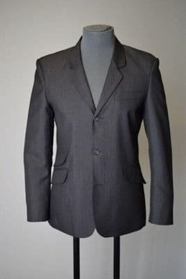 Charcoal Gray Viscose Polyester Linen Business Jacket