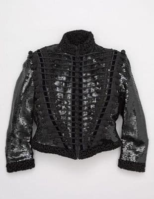 Black Sequined Hussar Military Jacket