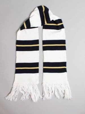 Navy Blue Yellow Striped Knitted Wool Scarf