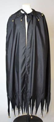 Blue Cotton Viscose Cape with Gold Leather Trim