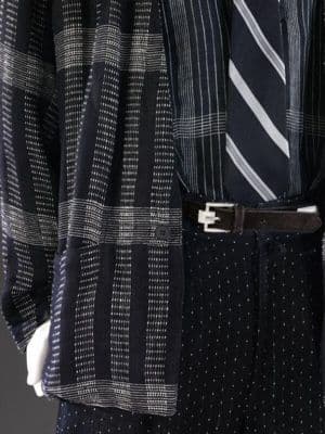 Black White Diagonal Striped Silk Necktie