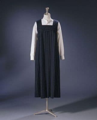Navy Blue Pinstriped Worsted Wool Pinafore Dress