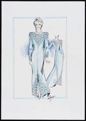 Powder Blue Silk Beaded Evening Gown