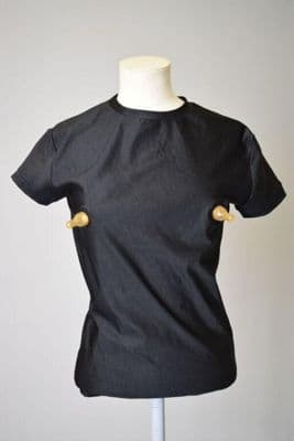 Black Synthetic Lycra Fitted T-Shirt