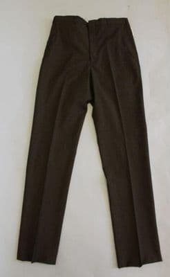 Brown Wool Straight Leg Dress Trousers