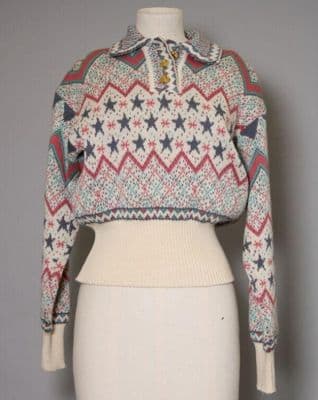 Cropped Fair Isle Wool Sweater with Star Motifs