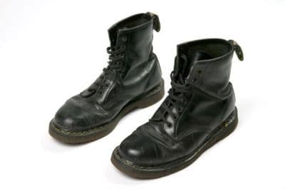 Black Leather Combat Ankle Boots