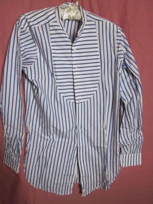 Navy Blue White Striped Cotton Dress Shirt