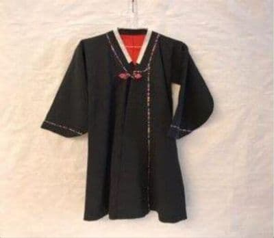 Black Silk Hanbok Jeogori with Red Lining