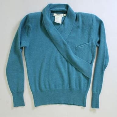Teal Blue Angora Wool Wrap Front Sweater