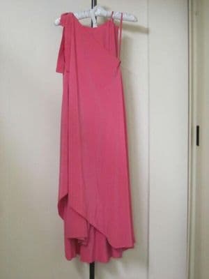 Coral Pink Silk Jersey One-Shoulder Tent Dress