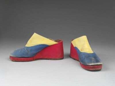 Red Blue Yellow Canvas Platform Wedge Shoes