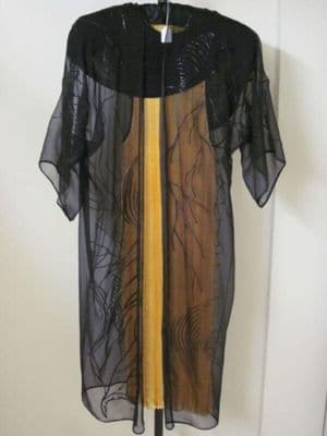 Black Silk Crêpe Evening Jacket with Tree Motif