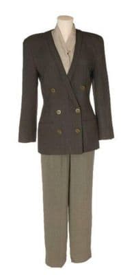 Grey Silk Crepe Double-Breasted Power Suit