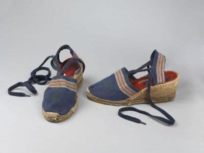 Navy Blue Canvas Espadrilles with Striped Trim