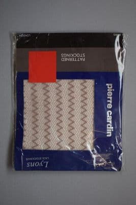 Brown Nylon Lacy Stockings with Geometric Pattern